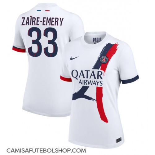 Camisa de time de futebol Paris Saint-Germain Warren Zaire-Emery #33 Replicas 2º Equipamento Feminina 2024-25 Manga Curta